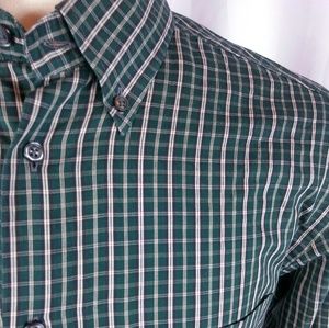 Cortina Shirt Large Button Down Green/Black/White